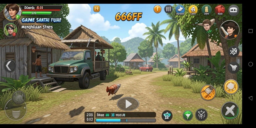 Tampilan gameplay 666FF yang penuh warna dan menyenangkan.