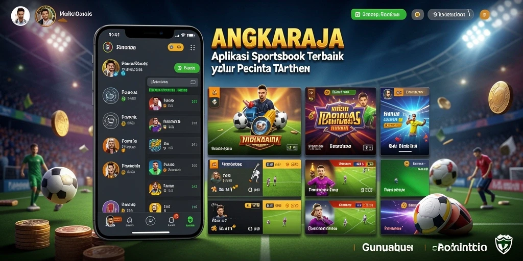 Tampilan gameplay utama ANGKARAJA dengan fitur Sportsbook.