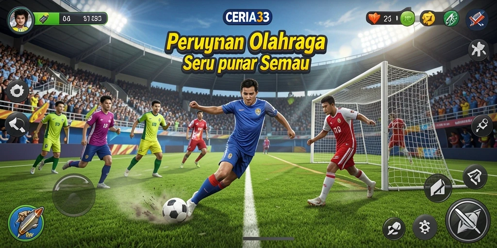 Screenshot menunjukkan aksi permainan olahraga yang mendebarkan.