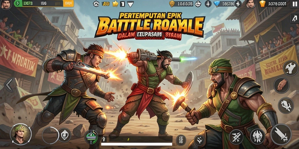 Screenshot gameplay ID678 menampilkan aksi seru dalam pertarungan Battle Royale.