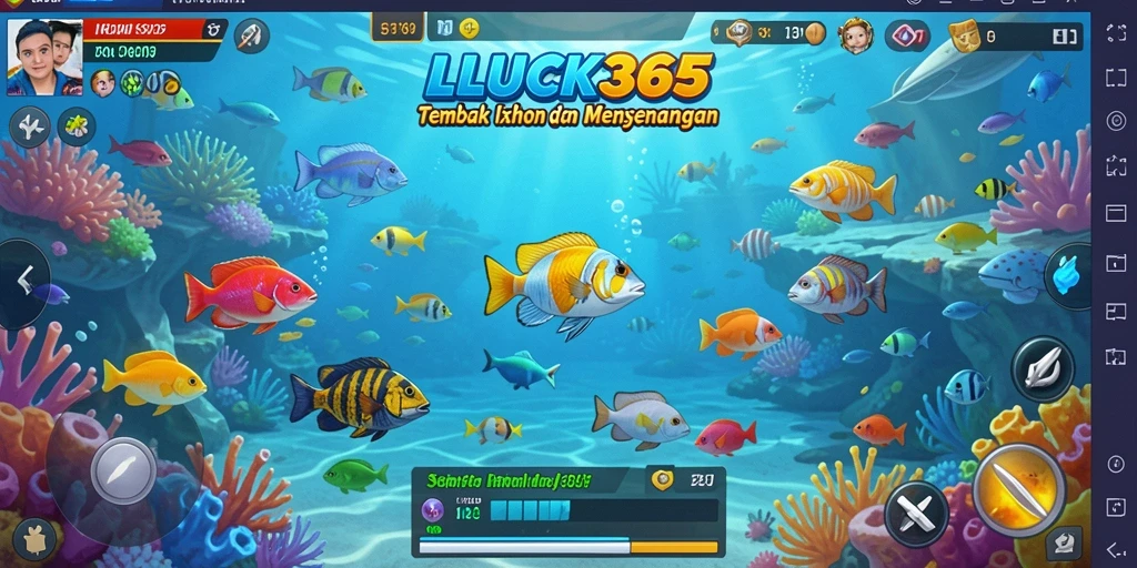 Tampilan gameplay seru dalam LUCK365 dengan aksi menembak ikan.