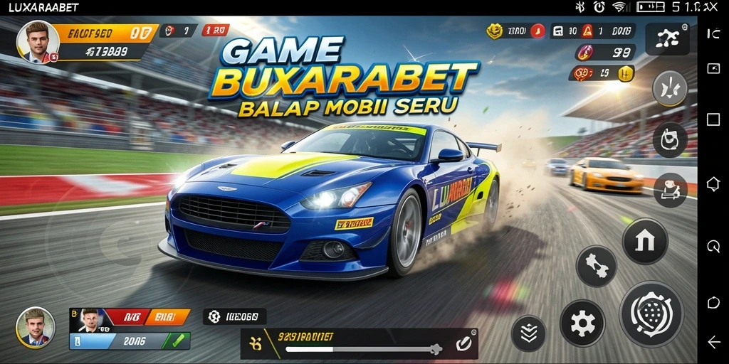Tampilan seru gameplay balap mobil di LUXARABET.
