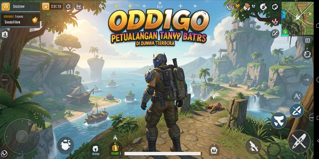 Screenshot ODDIGO menampilkan gameplay di dunia terbuka yang luas.