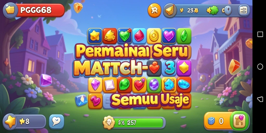 Tampilan gameplay seru PGG68 dalam mencocokkan permata.