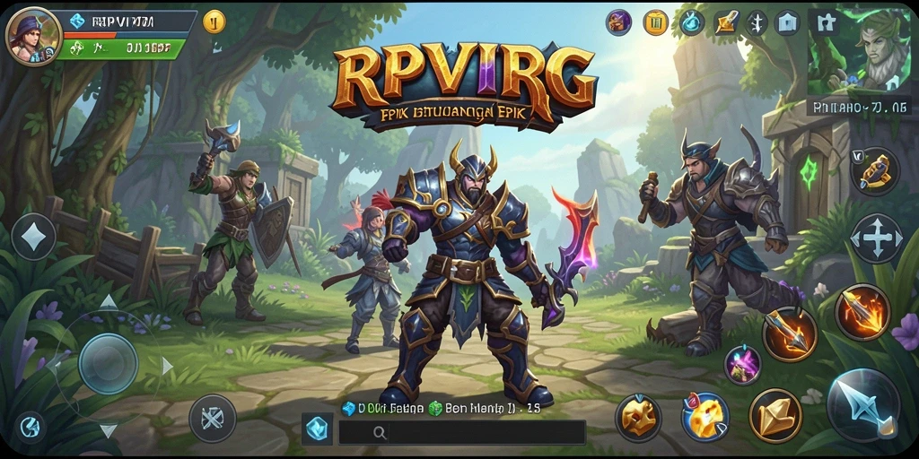 Screenshot gameplay RPVIP7 yang menunjukkan pertempuran epik.