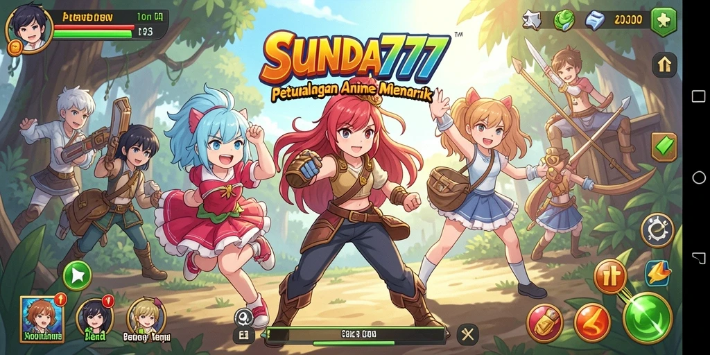 Tampilan gameplay seru dari SUNDA777 dengan karakter anime yang menarik.